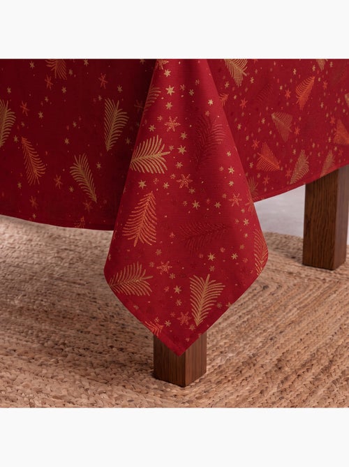 Mantel navidad algodón, abetos y estrellas relieve dorado - gamusi - Kiabi Mantel navidad algodón, abetos y estrellas relieve dorado - gamusi - Kiabi
