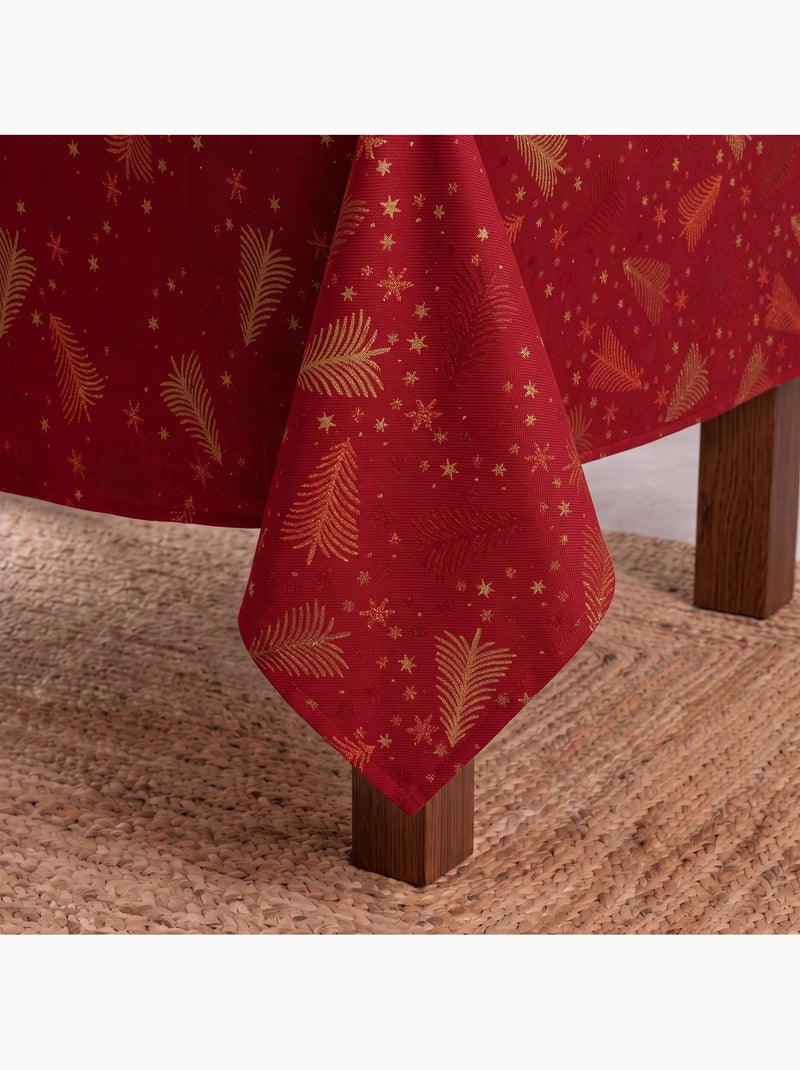 Mantel navidad algodón, abetos y estrellas relieve dorado - gamusi Rojo - Kiabi