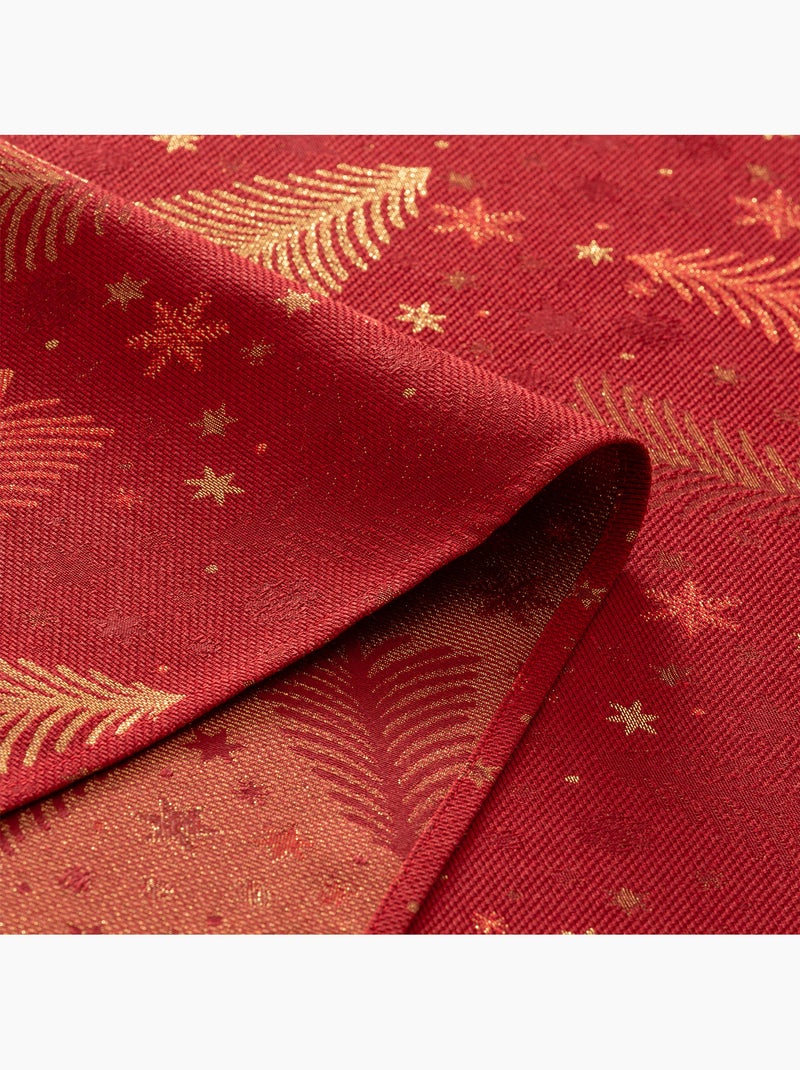 Mantel navidad algodón, abetos y estrellas relieve dorado - gamusi Rojo - Kiabi
