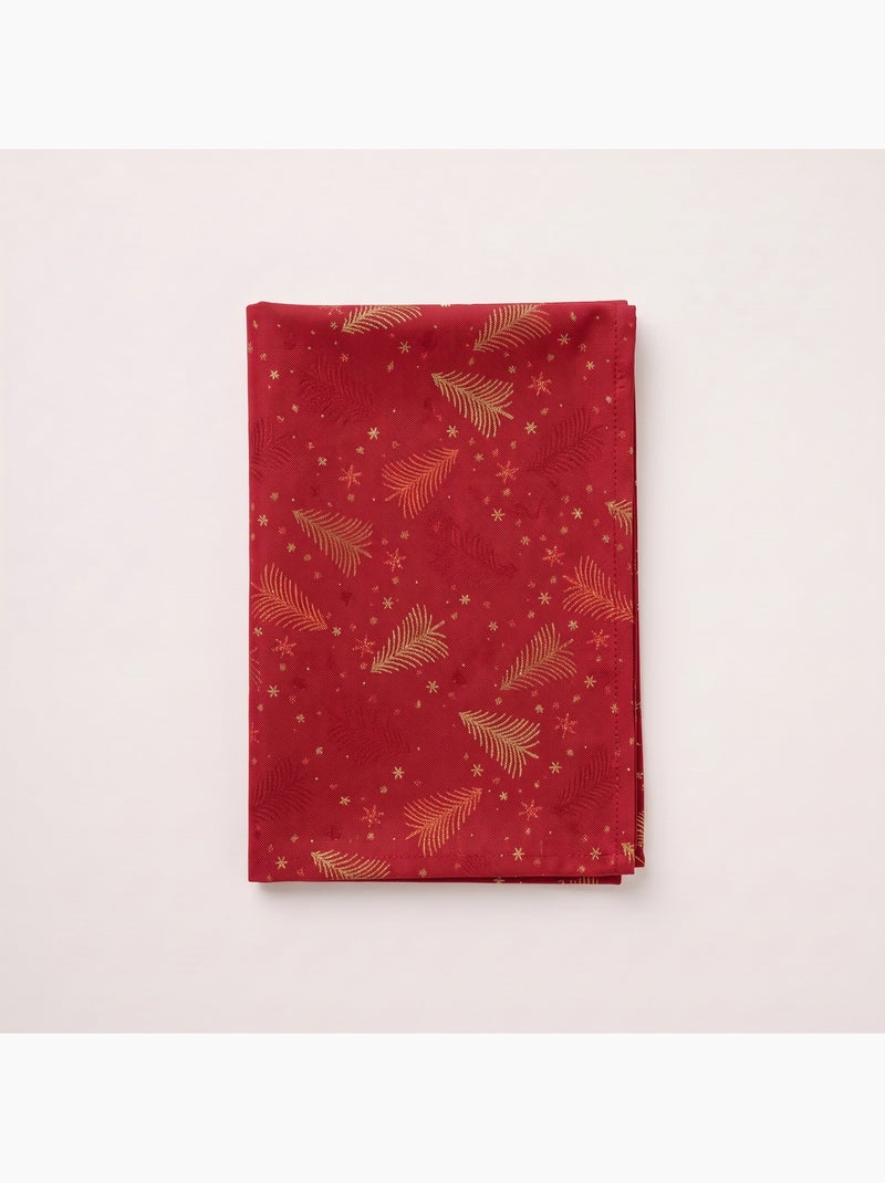 Mantel navidad algodón, abetos y estrellas relieve dorado - gamusi Rojo - Kiabi