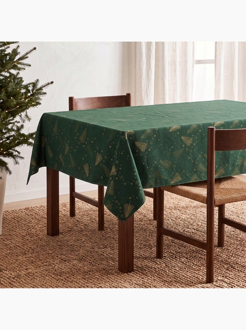 Mantel navidad algodón, abetos y estrellas relieve dorado - gamusi - Kiabi Mantel navidad algodón, abetos y estrellas relieve dorado - gamusi - Kiabi