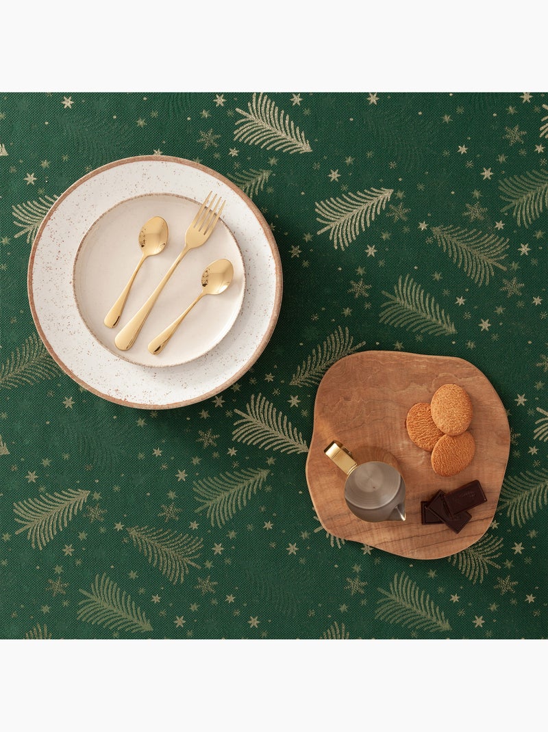 Mantel navidad algodón, abetos y estrellas relieve dorado - gamusi Verde - Kiabi