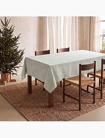 Mantel navidad algodón, copos de nieve relieve dorado - gamusi