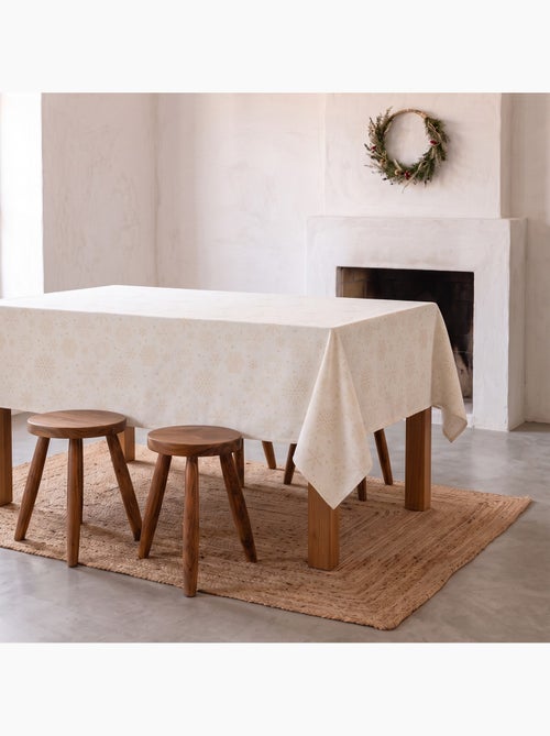 Mantel navidad algodón, copos de nieve relieve dorado - gamusi - Kiabi Mantel navidad algodón, copos de nieve relieve dorado - gamusi - Kiabi
