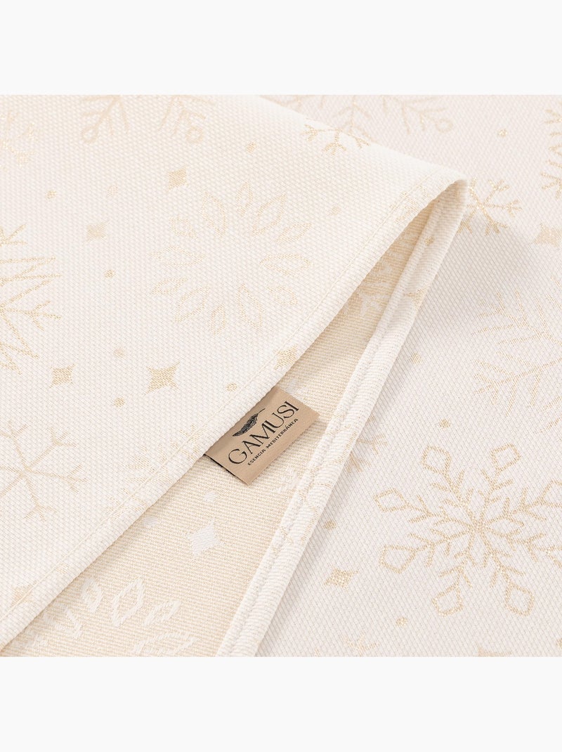 Mantel navidad algodón, copos de nieve relieve dorado - gamusi Blanco dorado - Kiabi