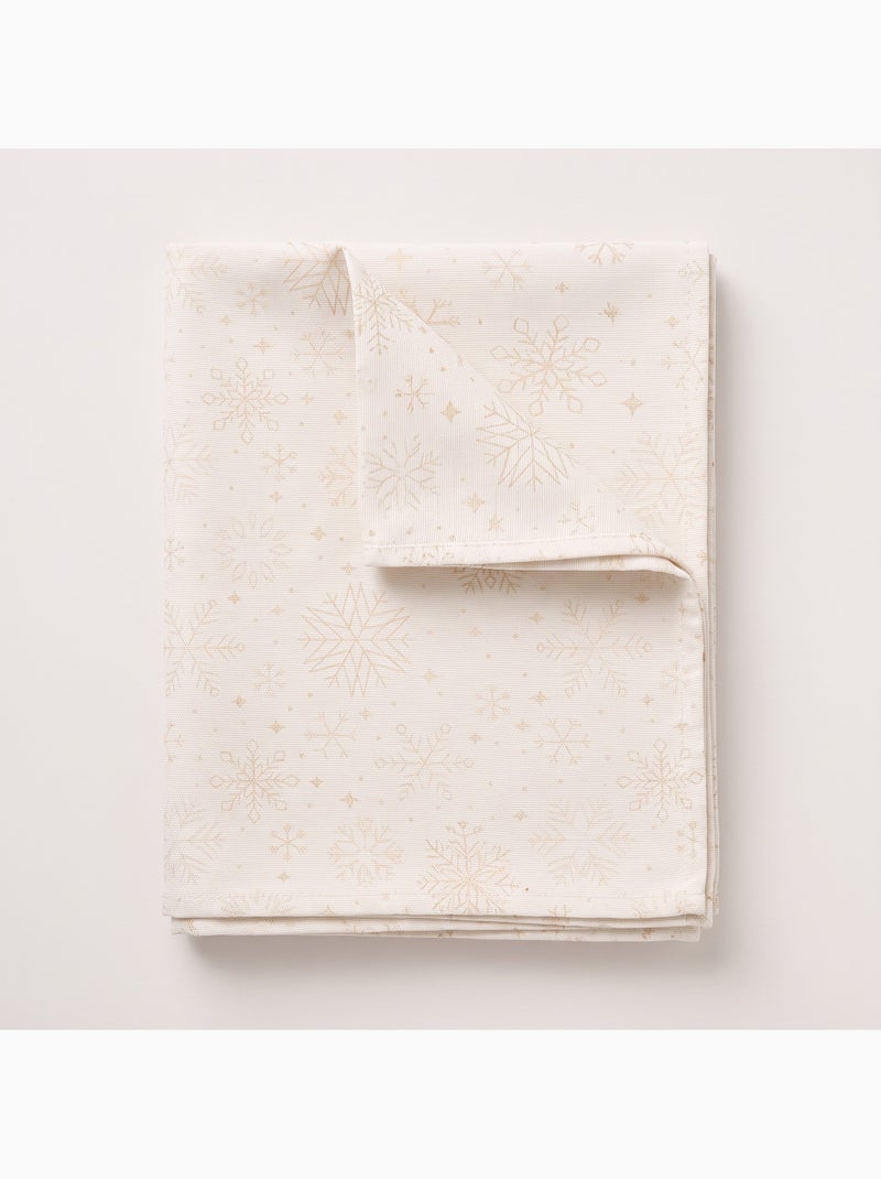 Mantel navidad algodón, copos de nieve relieve dorado - gamusi Blanco dorado - Kiabi