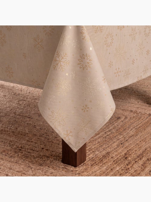 Mantel navidad algodón, copos de nieve relieve dorado - gamusi - Kiabi Mantel navidad algodón, copos de nieve relieve dorado - gamusi - Kiabi