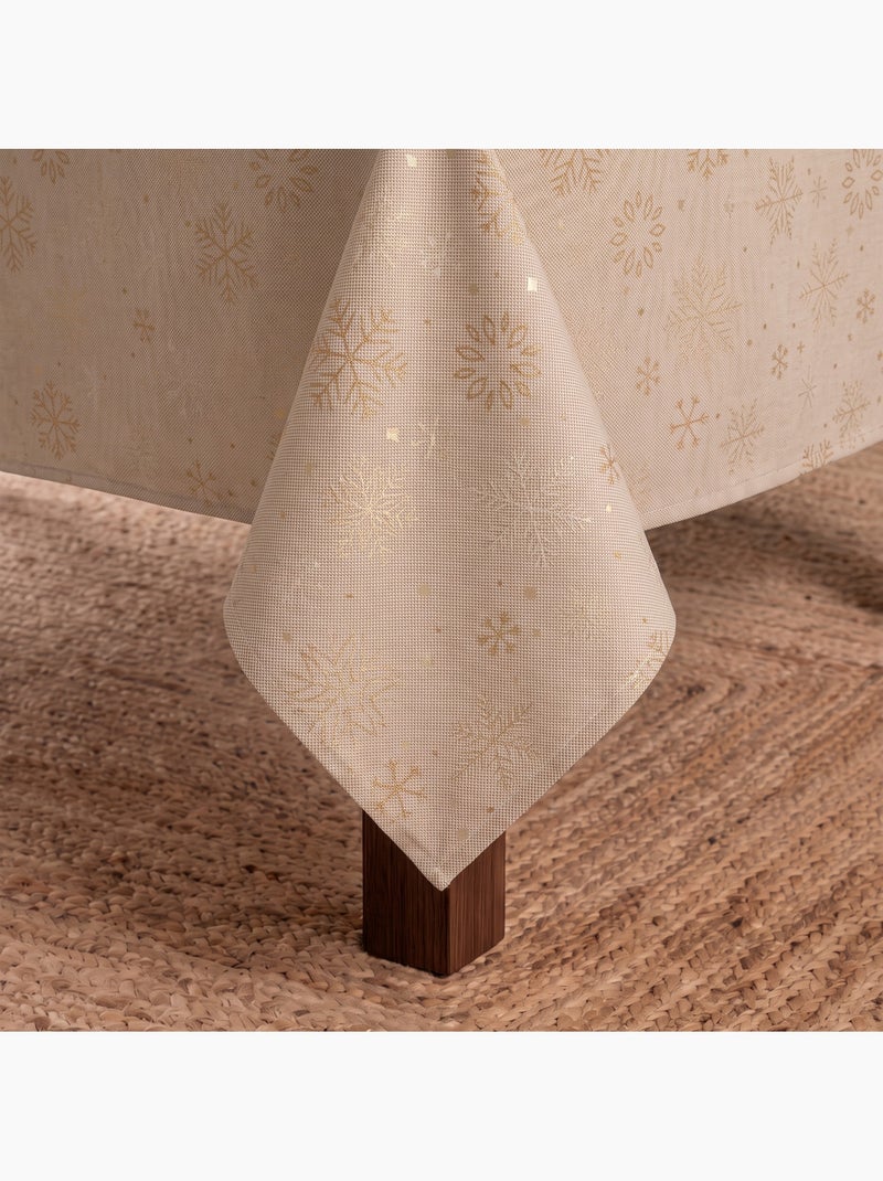 Mantel navidad algodón, copos de nieve relieve dorado - gamusi Blanco Perlado/Beige/Oro - Kiabi