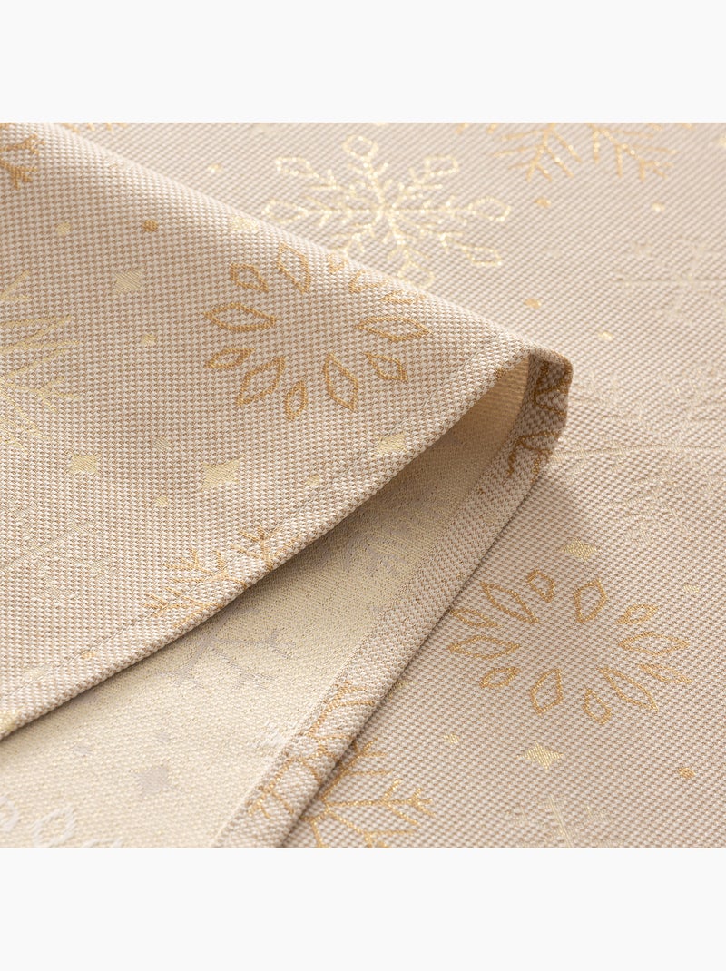 Mantel navidad algodón, copos de nieve relieve dorado - gamusi Blanco Perlado/Beige/Oro - Kiabi