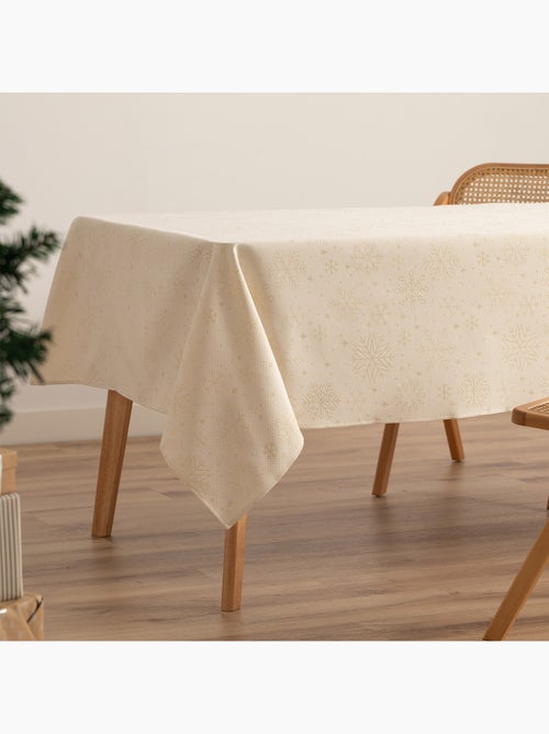 Mantel navidad algodón, copos de nieve relieve dorado - gamusi - Kiabi Mantel navidad algodón, copos de nieve relieve dorado - gamusi - Kiabi