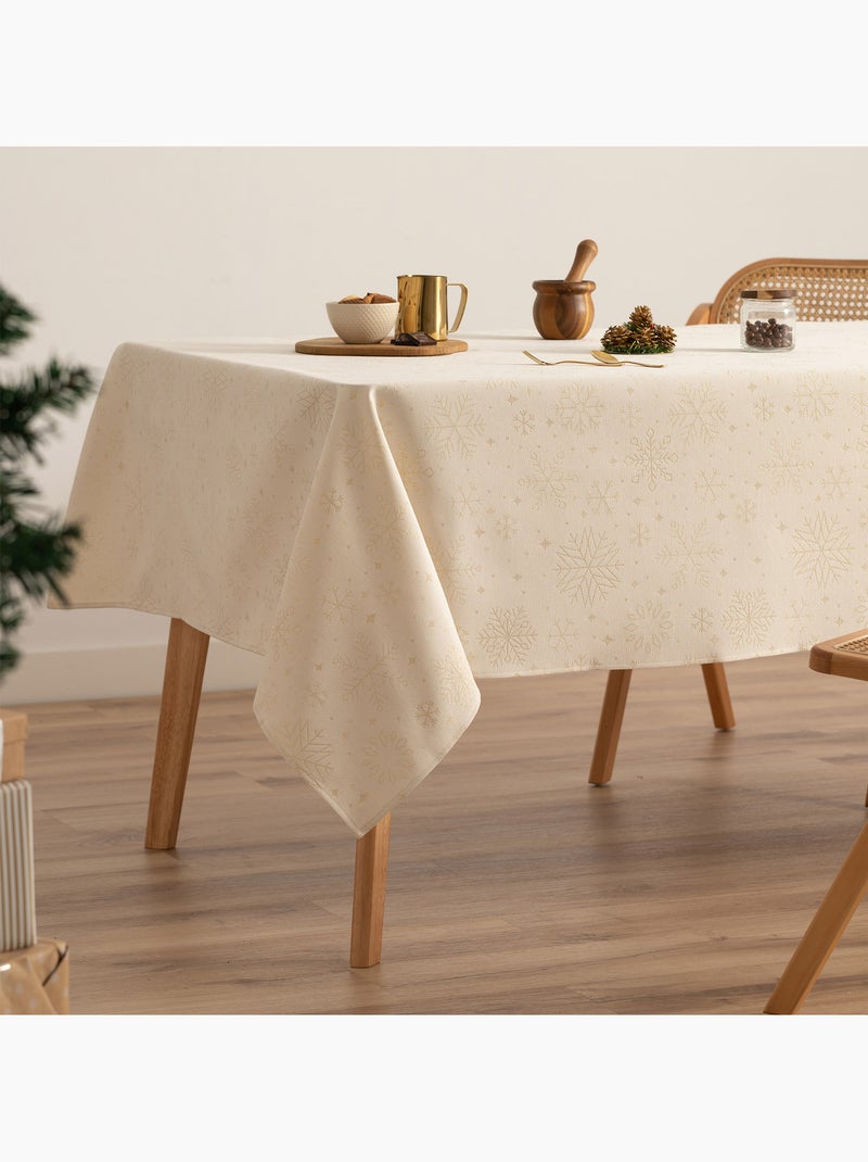 Mantel navidad algodón, copos de nieve relieve dorado - gamusi Crudo - Kiabi