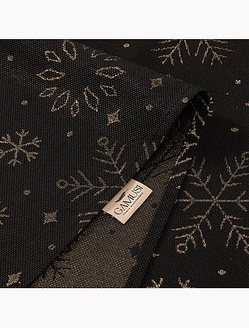 Mantel navidad algodón, copos de nieve relieve dorado - gamusi