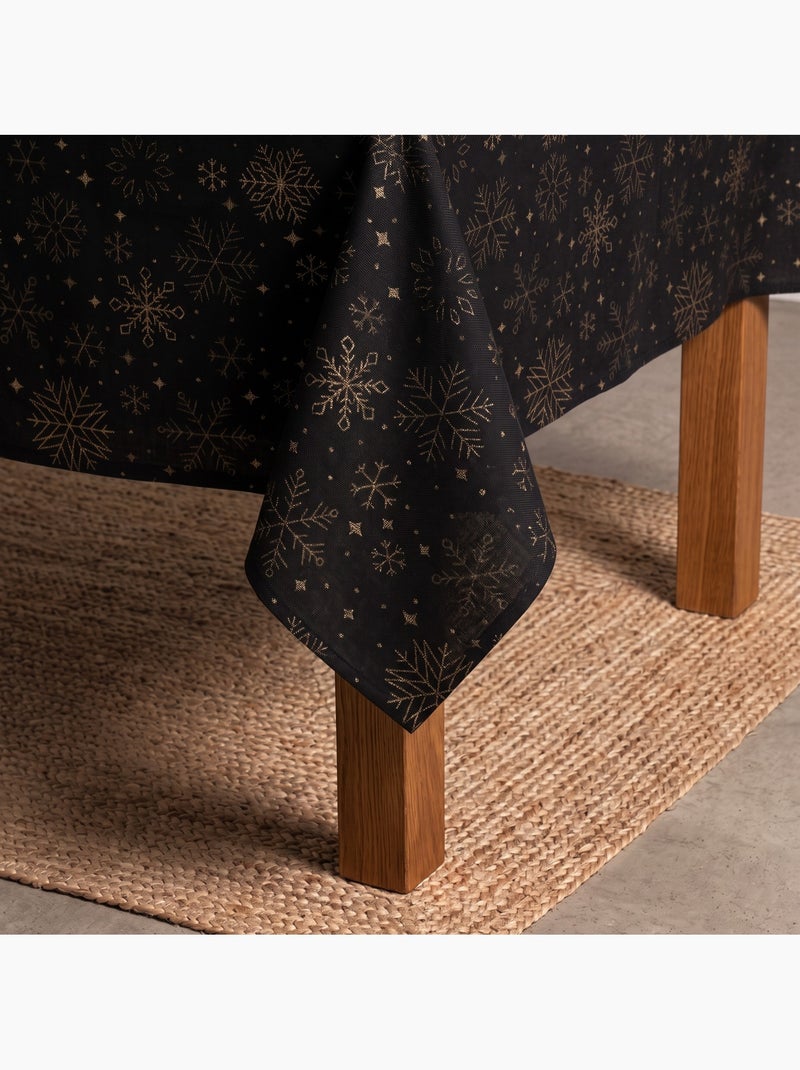 Mantel navidad algodón, copos de nieve relieve dorado - gamusi Negro Dorado - Kiabi