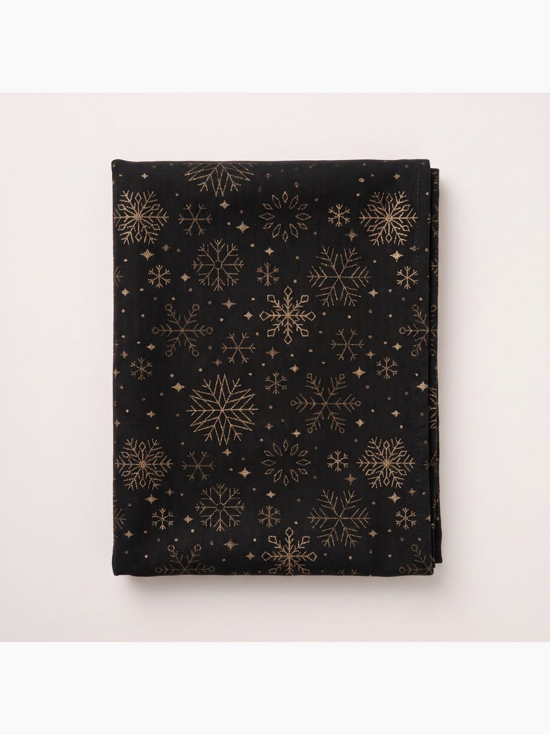 Mantel navidad algodón, copos de nieve relieve dorado - gamusi Negro Dorado - Kiabi