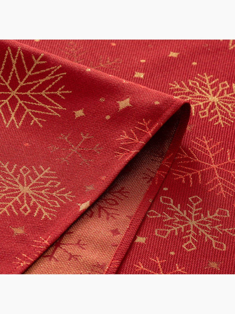 Mantel navidad algodón, copos de nieve relieve dorado - gamusi Rojo - Kiabi