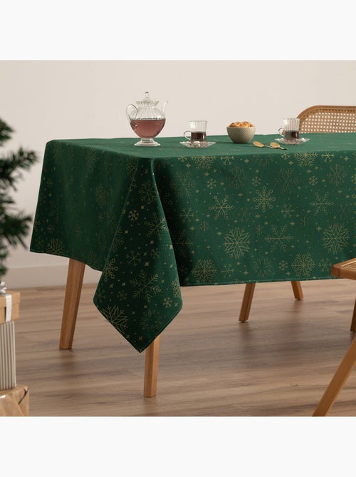 Mantel navidad algodón, copos de nieve relieve dorado - gamusi - Kiabi Mantel navidad algodón, copos de nieve relieve dorado - gamusi - Kiabi