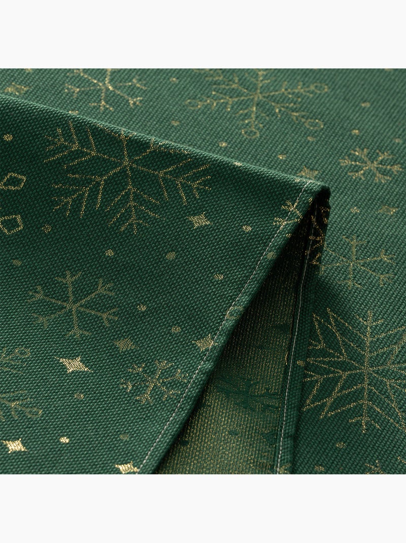 Mantel navidad algodón, copos de nieve relieve dorado - gamusi Verde - Kiabi