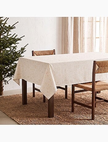 Mantel navidad algodón, motivos navideños relieve dorado - gamusi