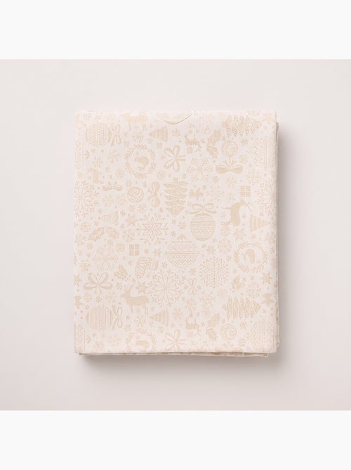 Mantel navidad algodón, motivos navideños relieve dorado - gamusi - Kiabi Mantel navidad algodón, motivos navideños relieve dorado - gamusi - Kiabi