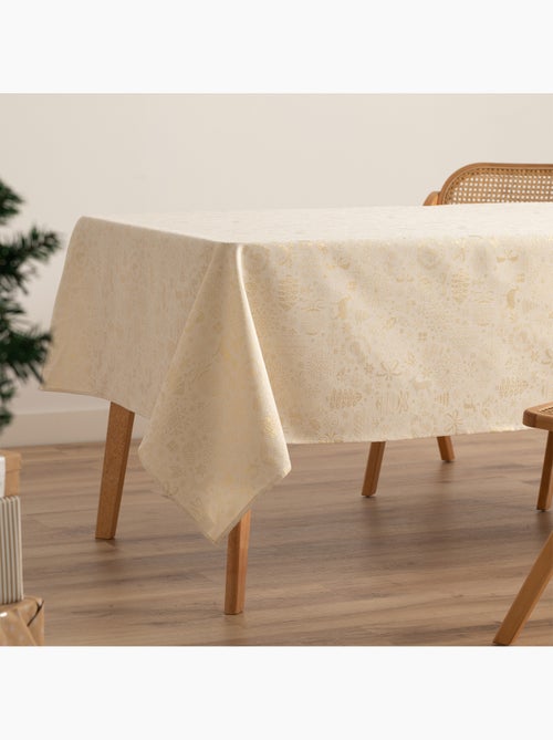 Mantel navidad algodón, motivos navideños relieve dorado - gamusi - Kiabi Mantel navidad algodón, motivos navideños relieve dorado - gamusi - Kiabi