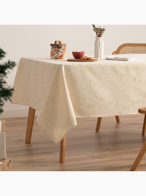 Mantel navidad algodón, motivos navideños relieve dorado - gamusi - Kiabi Mantel navidad algodón, motivos navideños relieve dorado - gamusi - Kiabi
