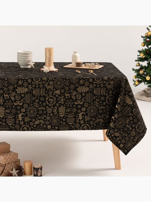 Mantel navidad algodón, motivos navideños relieve dorado - gamusi - Kiabi Mantel navidad algodón, motivos navideños relieve dorado - gamusi - Kiabi