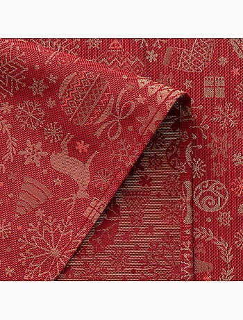 Mantel navidad algodón, motivos navideños relieve dorado - gamusi