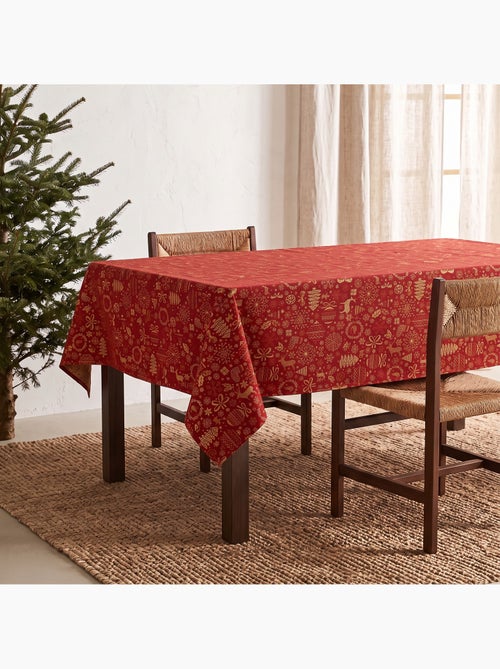 Mantel navidad algodón, motivos navideños relieve dorado - gamusi - Kiabi Mantel navidad algodón, motivos navideños relieve dorado - gamusi - Kiabi