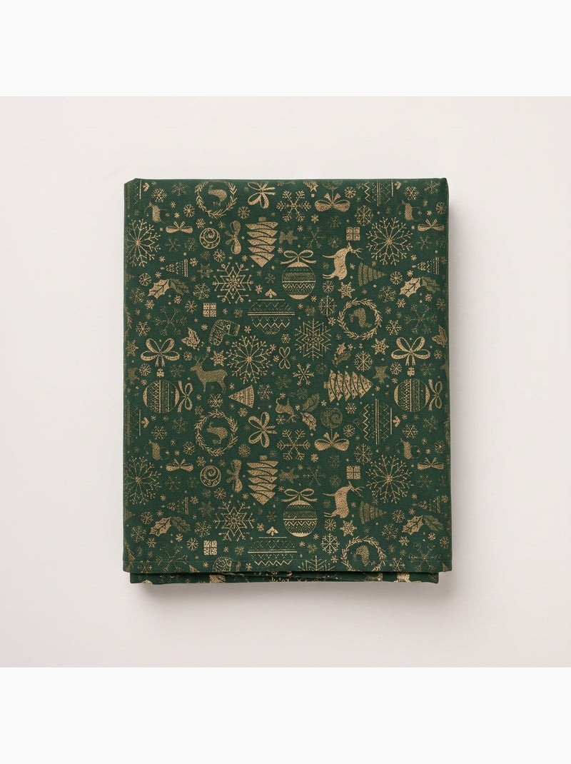 Mantel navidad algodón, motivos navideños relieve dorado - gamusi Verde - Kiabi