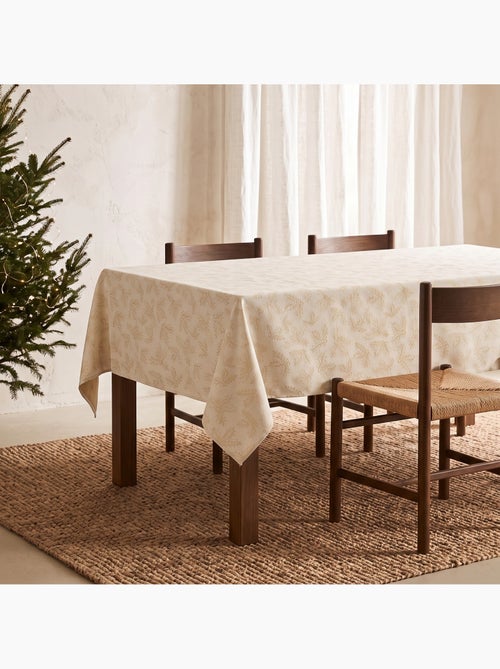 Mantel navidad algodón, ramas de acebo relieve dorado - gamusi - Kiabi Mantel navidad algodón, ramas de acebo relieve dorado - gamusi - Kiabi