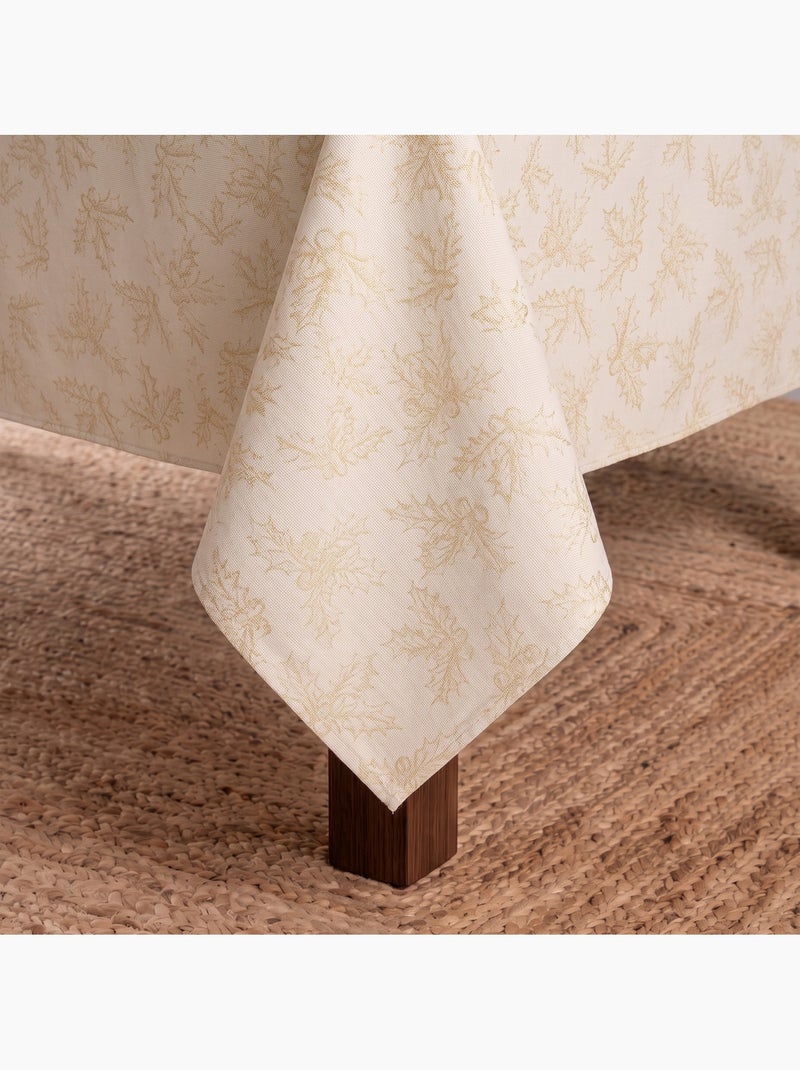 Mantel navidad algodón, ramas de acebo relieve dorado - gamusi Crudo - Kiabi