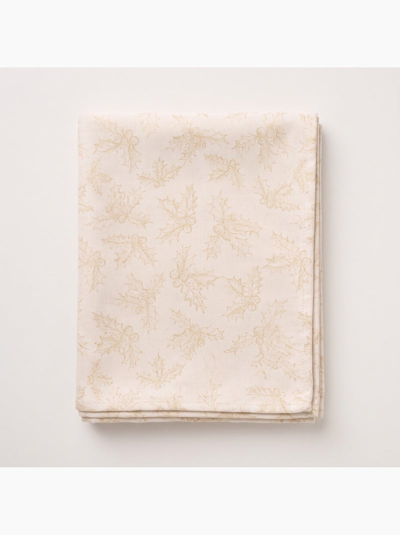 Mantel navidad algodón, ramas de acebo relieve dorado - gamusi Crudo - Kiabi