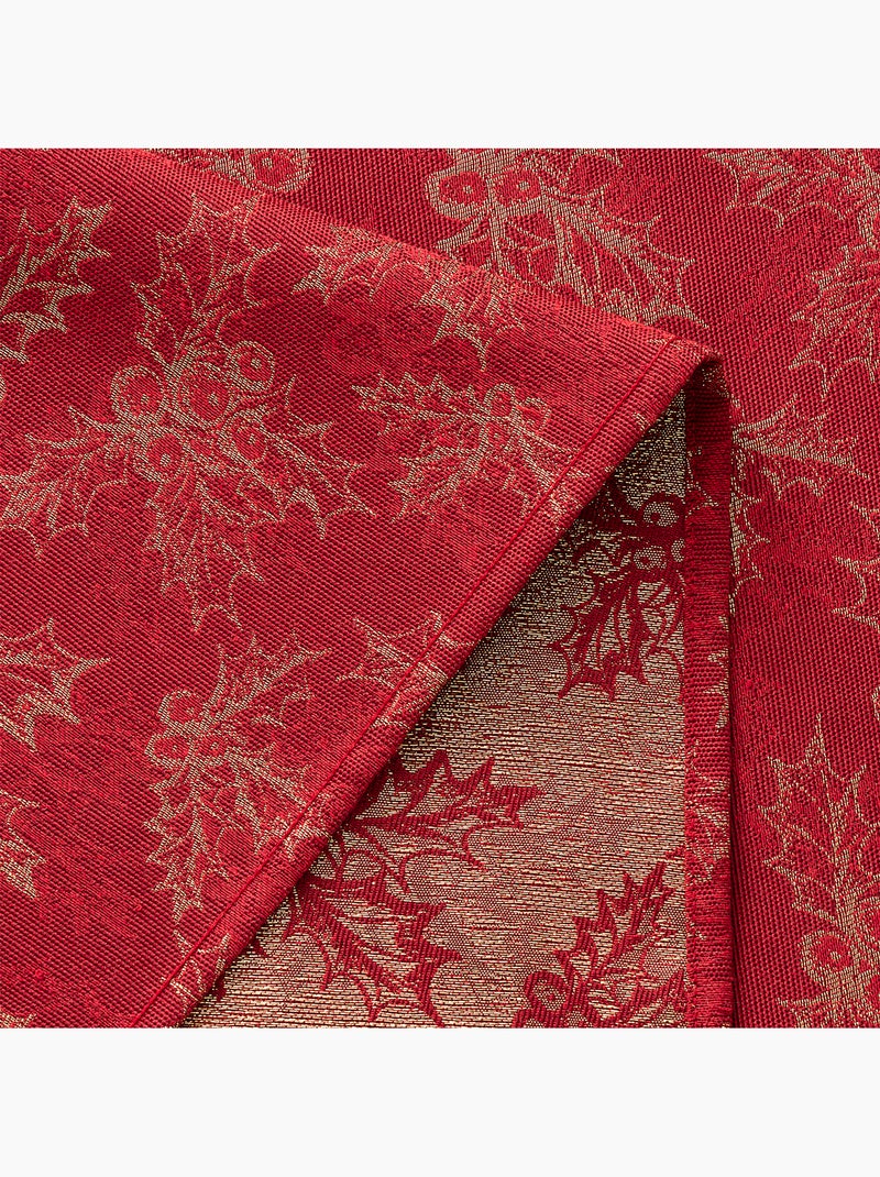Mantel navidad algodón, ramas de acebo relieve dorado - gamusi Rojo - Kiabi