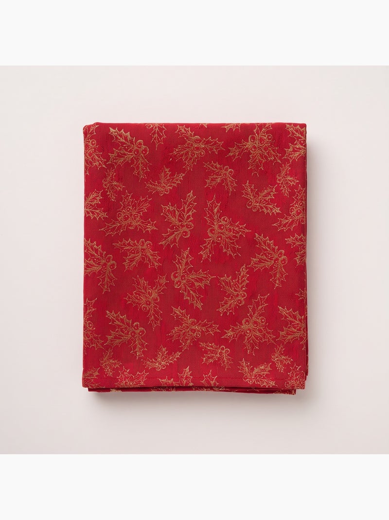 Mantel navidad algodón, ramas de acebo relieve dorado - gamusi Rojo - Kiabi