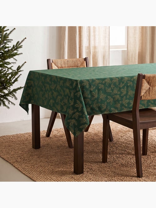 Mantel navidad algodón, ramas de acebo relieve dorado - gamusi - Kiabi Mantel navidad algodón, ramas de acebo relieve dorado - gamusi - Kiabi