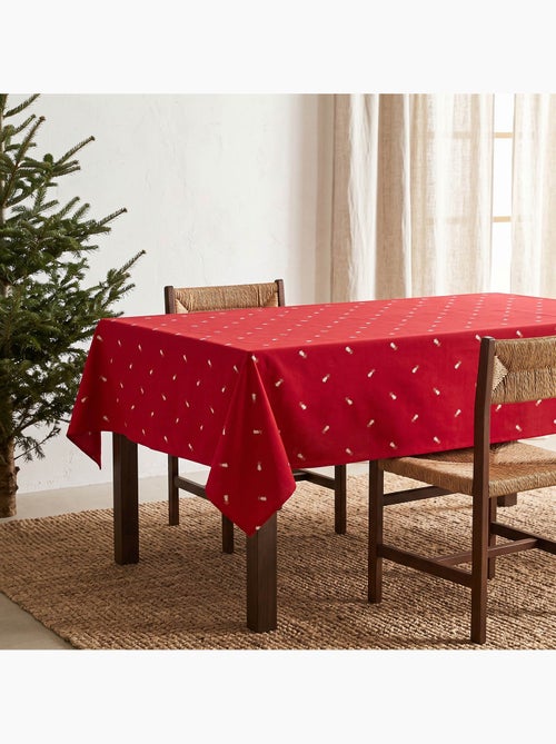 Mantel navideño con hilo lurex y abetos bordados en relieve - gamusi. - Kiabi