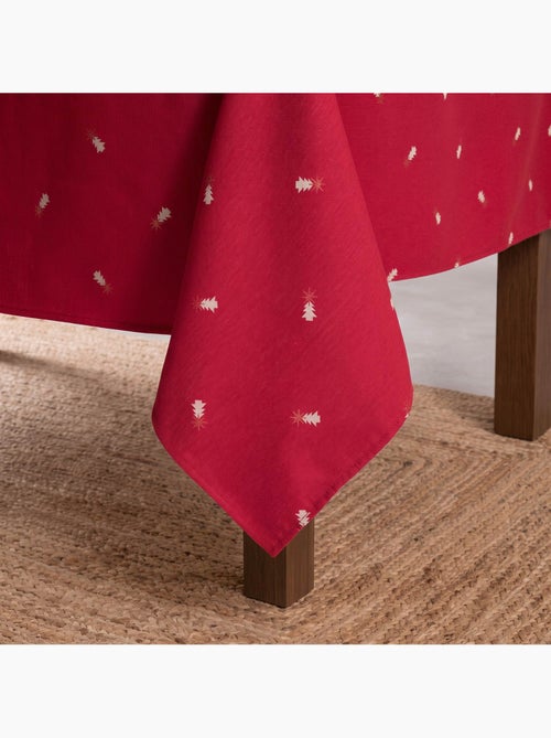 Mantel navideño con hilo lurex y abetos bordados en relieve - gamusi. - Kiabi