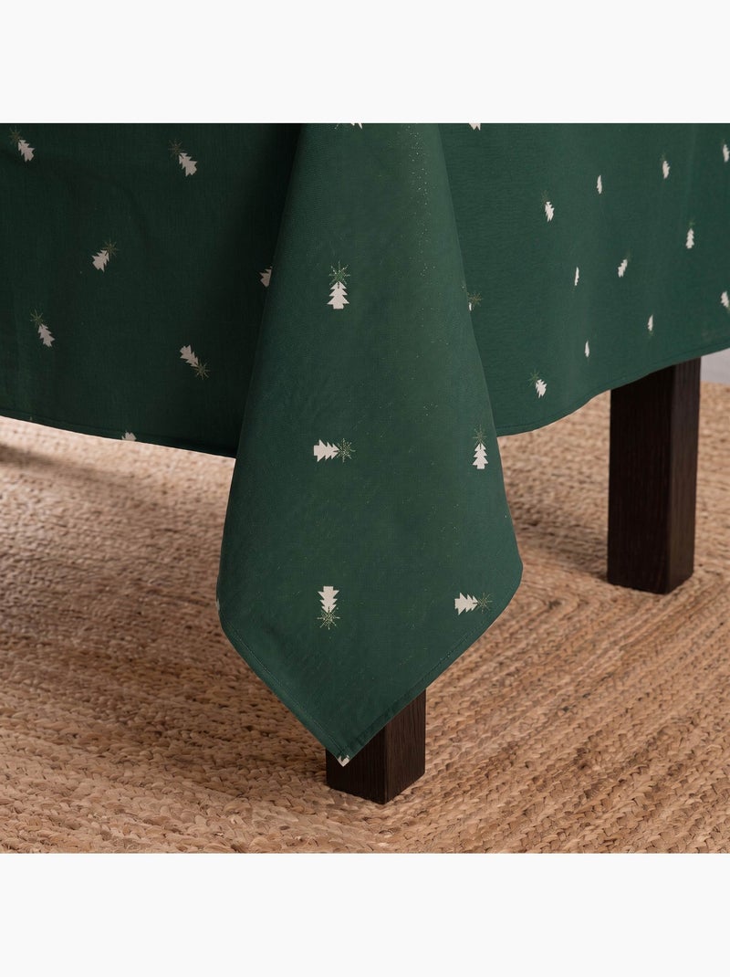 Mantel navideño con hilo lurex y abetos bordados en relieve - gamusi. Verde - Kiabi