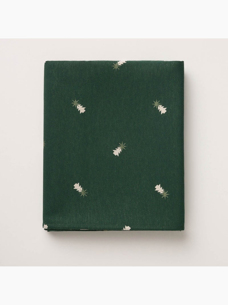 Mantel navideño con hilo lurex y abetos bordados en relieve - gamusi. Verde - Kiabi