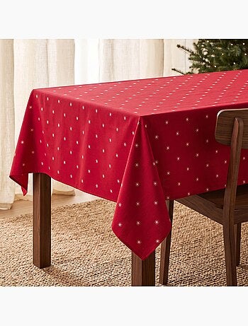 Mantel navideño con hilo lurex y estrellas bordadas en relieve - gamusi.