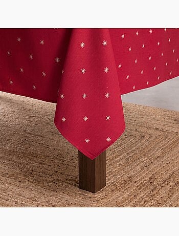 Mantel navideño con hilo lurex y estrellas bordadas en relieve - gamusi.