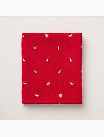 Mantel navideño con hilo lurex y estrellas bordadas en relieve - gamusi.