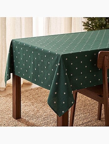 Mantel navideño con hilo lurex y estrellas bordadas en relieve - gamusi.