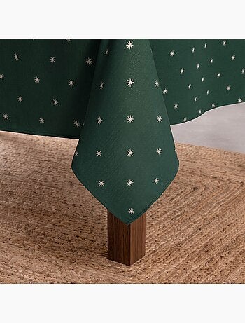 Mantel navideño con hilo lurex y estrellas bordadas en relieve - gamusi.