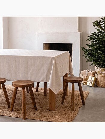 Mantel navideño con rayas de hilo lurex en relieve - gamusi.