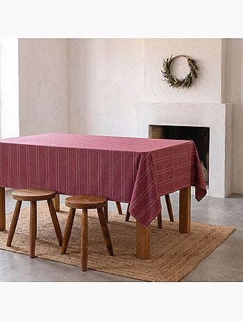 Mantel navideño con rayas de hilo lurex en relieve - gamusi.