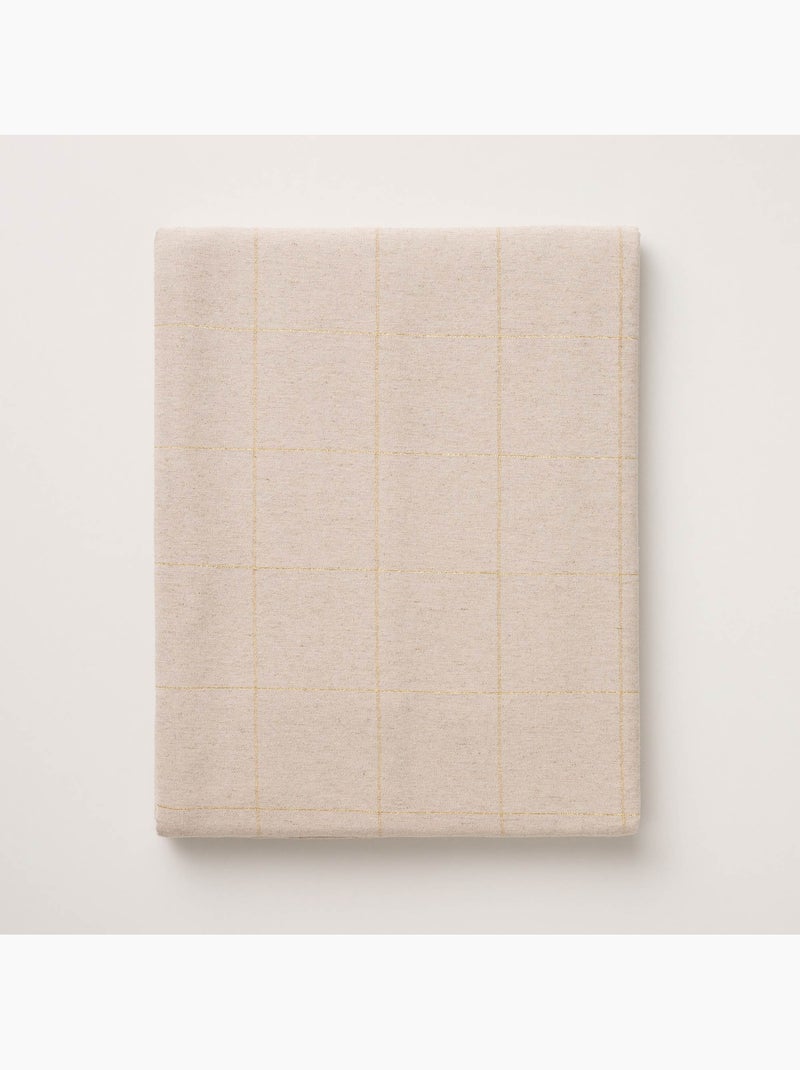 Mantel navideño de algodón a cuadros con hilo lurex en relieve - gamusi. Beige - Kiabi