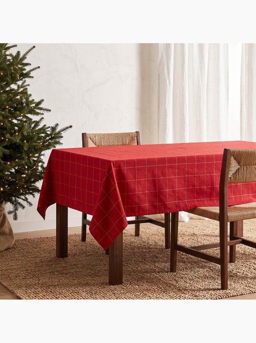 Mantel navideño de algodón a cuadros con hilo lurex en relieve - gamusi. - Kiabi