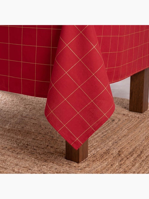 Mantel navideño de algodón a cuadros con hilo lurex en relieve - gamusi. - Kiabi