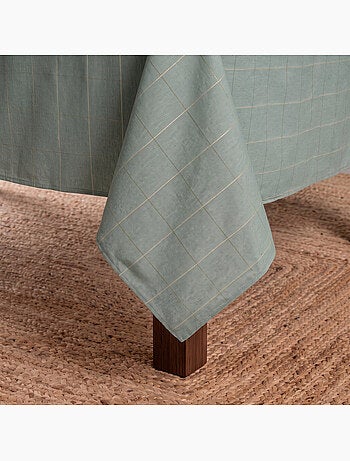 Mantel navideño de algodón a cuadros con hilo lurex en relieve - gamusi.